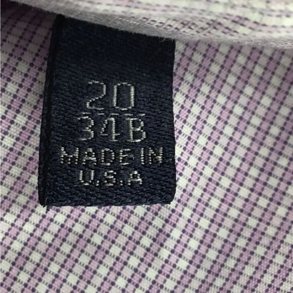 Burberry Men's Lilac Check Print Long Sleeve Button-Up Shirt - Size 20/34B - Picture 5 of 7